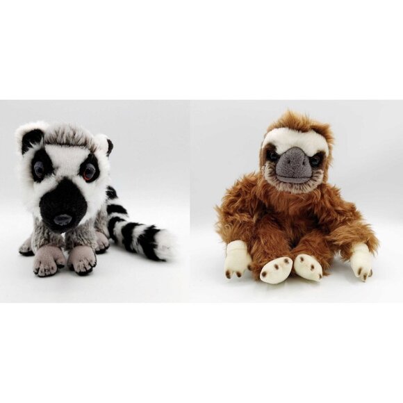 SOS Save Our Space Gray Ring-Tailed Lemur & Sloth Plush Stuffed Animal - Picture 1 of 11